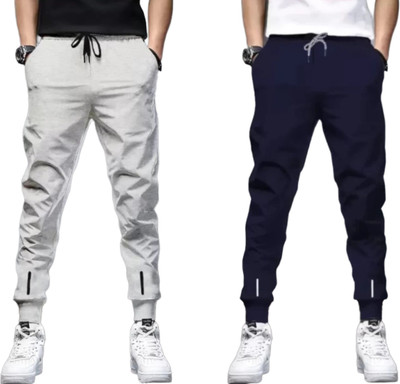 METRONAUT Solid Men Dark Blue, Grey Track Pants