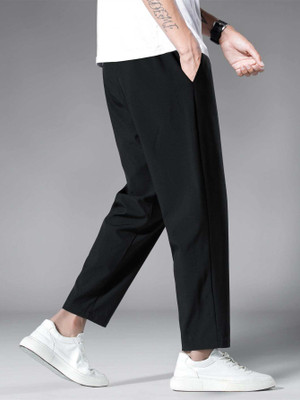 Ogha Self Design Men Black Track Pants