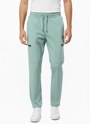 VOMAZO Solid Men Light Green Track Pants