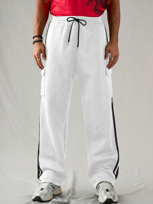 Rajovati Striped Men White Track Pants