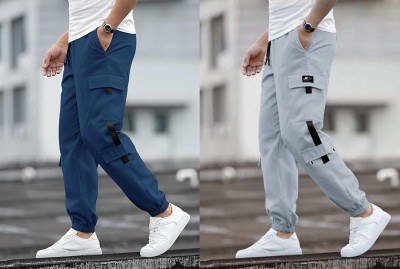 NKNK SPORTS Solid Men Blue, Grey Track Pants