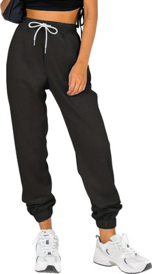 Dockstreet Solid Women Black Track Pants