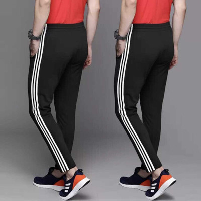 Relaxable Striped Men Black Track Pants