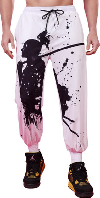 Yellow Tree Graphic Print Men Black, White Track Pants