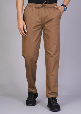 M BOX Solid Men Brown Track Pants