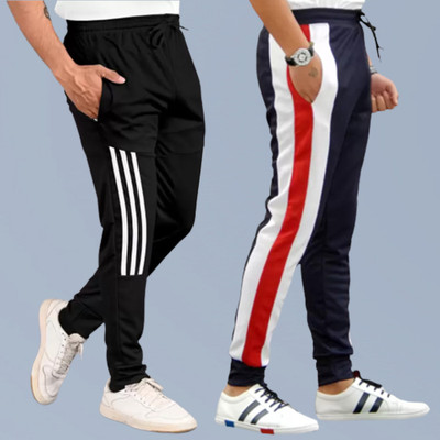 CLOWZED Striped Men Black, Blue Track Pants