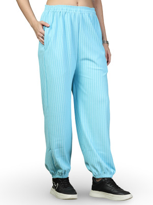 UZARUS Self Design Women Light Blue Track Pants