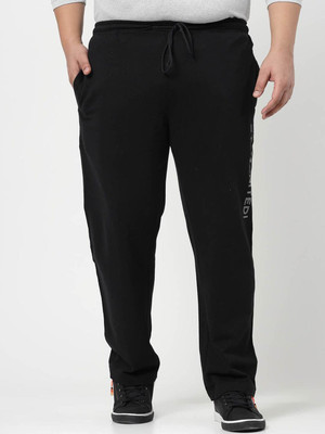 PLUSS Solid Men Black Track Pants