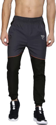 YUNEK Colorblock Men Black, Grey Track Pants