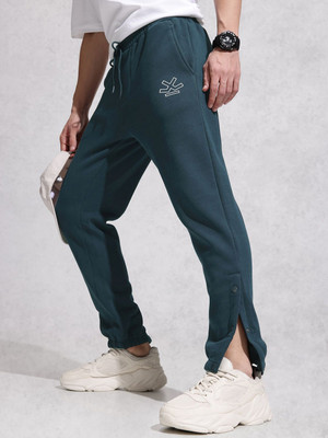 WROGN Solid Men Green Track Pants
