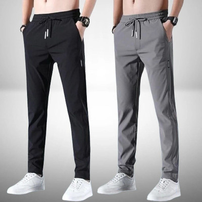 FICKA Solid Men Black, Grey Track Pants