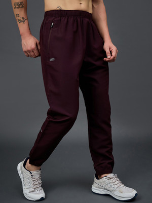 DIDA Solid Men Maroon Track Pants