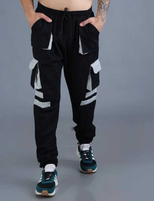 RAAVI Colorblock Men Black Track Pants