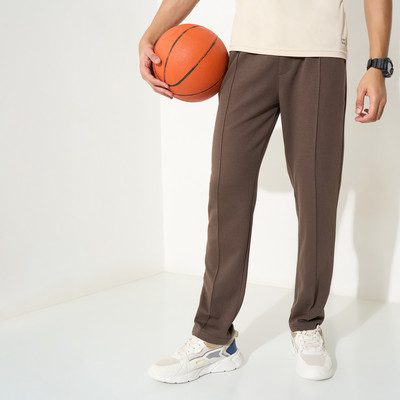 Ajile By Pantaloons Solid Men Brown Track Pants
