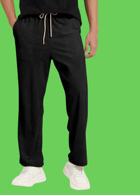 NIVEDANM Relaxed Men Black Trousers
