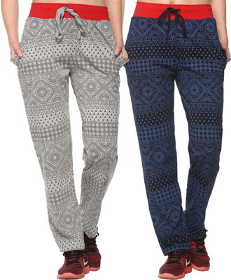 HouseOfCommon Printed Women Dark Blue, Grey Track Pants