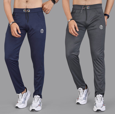 StyleStitch Solid Men Blue, Grey Track Pants
