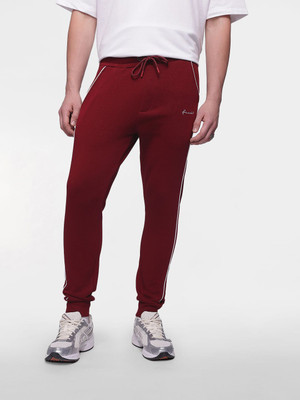 FCUK Solid Men Maroon Track Pants