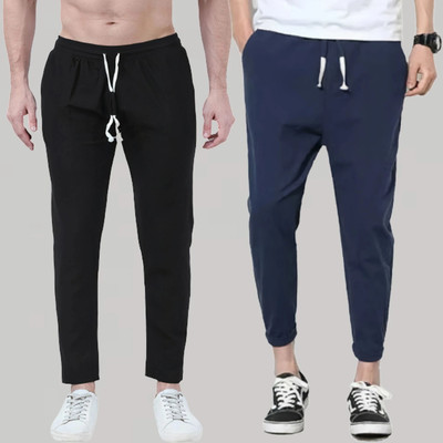 Trandone Solid Men Blue, Black Track Pants