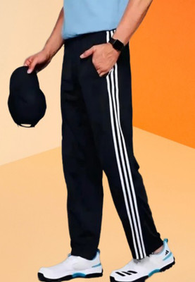 L Fashion Jeans Striped Men Black Track Pants
