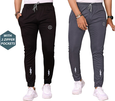 ANAND Self Design Men Black, Grey Track Pants