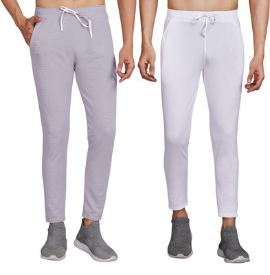 DCR Solid Men White, Grey Track Pants