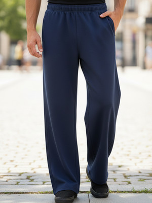 OBAAN Solid Men Dark Blue Track Pants