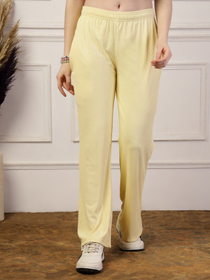 UZARUS Solid Women Yellow Track Pants