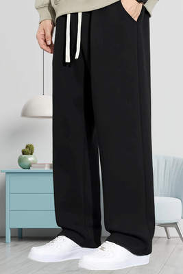 IRHA Solid Men Black Track Pants
