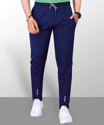 ask Solid Men Blue Track Pants