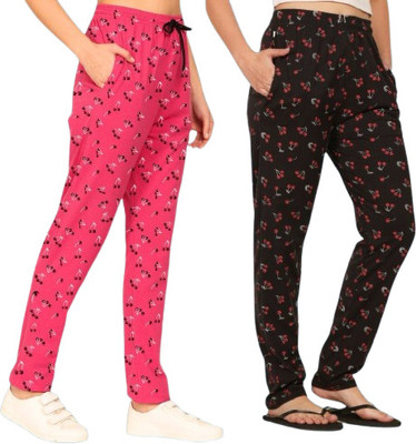 HARSHITA MART Printed Women Black, Pink Track Pants