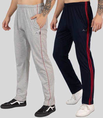 Zeffit Solid Men Grey, Dark Blue Track Pants