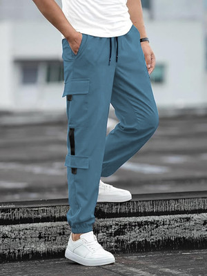 Kesaria Textile Company Solid Men Light Blue Track Pants