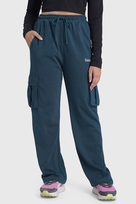 Fuuark Solid Women Blue Track Pants