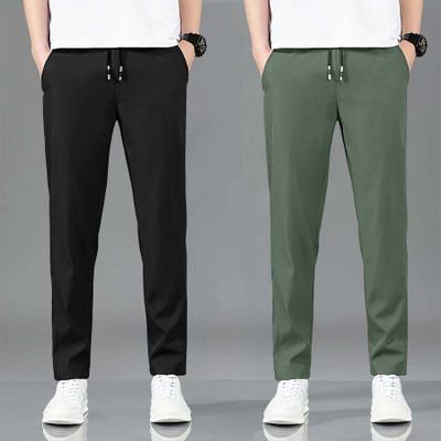 PRAVAHA Solid Men Olive Track Pants