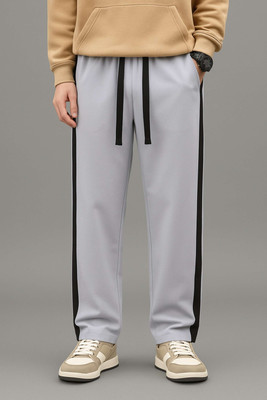 lime verse Self Design, Striped, Colorblock Men Grey Track Pants