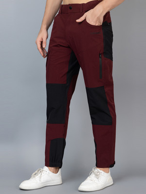 CHKOKKO Solid Men Maroon Track Pants