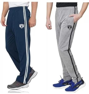 REVIZO Solid Men Blue, Grey Track Pants