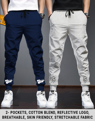 TRIPR Printed Men Dark Blue, Grey Track Pants