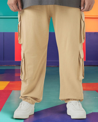 BEWAKOOF Solid Men Brown Track Pants