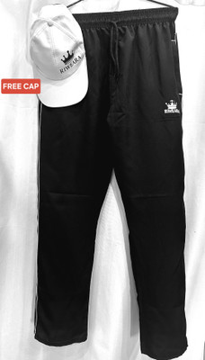 RIWEARA Solid, Printed Men Black Track Pants