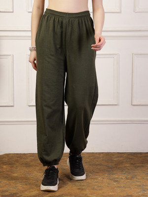 UZARUS Solid Women Green Track Pants
