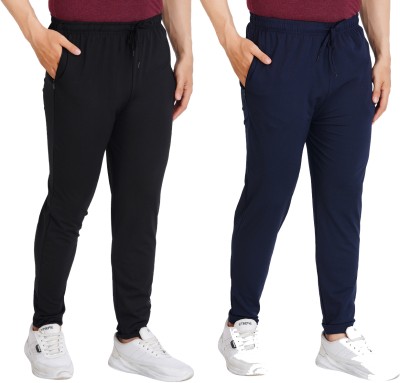 FEEL TRACK Solid Men Black, Dark Blue Track Pants