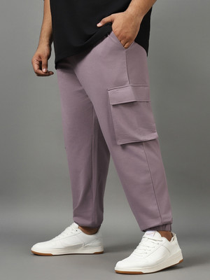 BEWAKOOF Solid Men Purple Track Pants