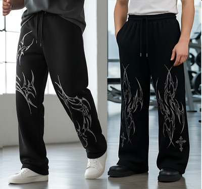 Whizzer Printed Men Black Track Pants