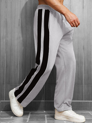 Jump Cuts Colorblock Men Grey Track Pants