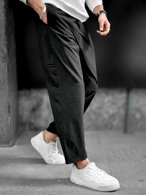 MANIAC Solid Men Black Track Pants