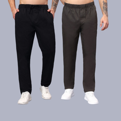 HAUWER Self Design Men Black, Brown Track Pants