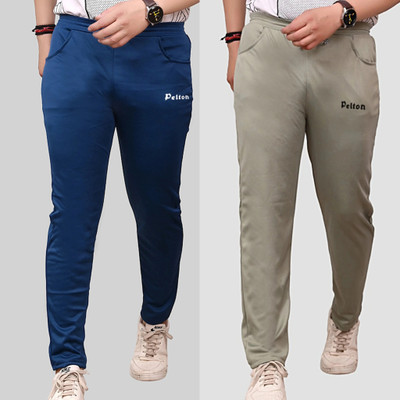 pelton Solid, Printed Men Light Blue, Light Green Track Pants