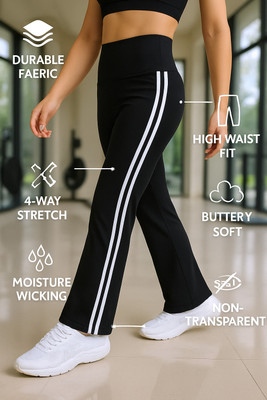 NDM Enterprises Striped Women Black Track Pants